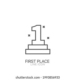 First place outline vector icon. Editable stroke success symbol award champion illustration