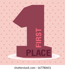 first place over dotted background vector illustration