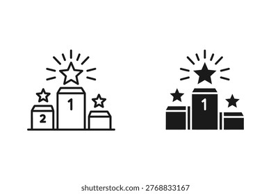 First Place Podium Icon with Star - Success and Victory Symbol