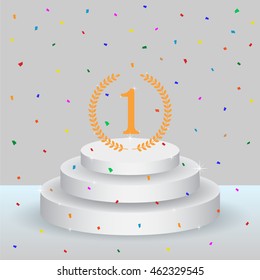 The first place, podium. Vector illustration