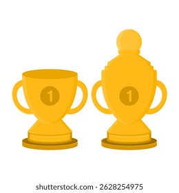 First Place Prize Trophy Award Vector. Gold Award Trophy for Competition. Trophy Icon.