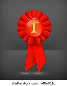 First place red ribbon, vector