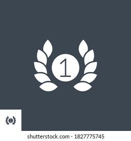 First Place related vector glyph icon. Isolated on black background. Vector illustration.