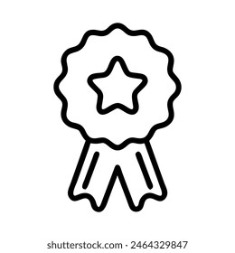 Primer lugar, recompensa, rosette. Icono de medalla aislado sobre fondo blanco. Ilustración vectorial simple en estilo doodle.
