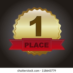 first place ribbon over black background. vector illustration