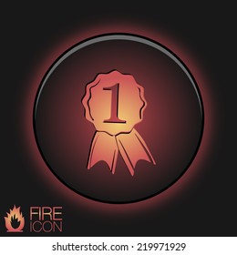 first place ribbon rosette icon. victory icon