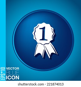 first place ribbon rosette icon. victory icon
