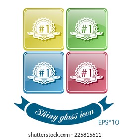 first place ribbon rosette icon. victory icon