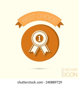 first place ribbon rosette icon. victory icon