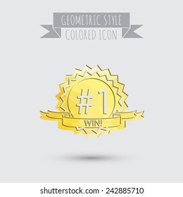 first place ribbon rosette icon. victory icon