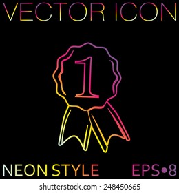 first place ribbon rosette icon. victory icon