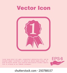 first place ribbon rosette icon. victory icon