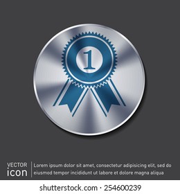 first place ribbon rosette icon. victory icon