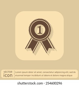 first place ribbon rosette icon. victory icon
