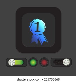 first place ribbon rosette icon. victory icon