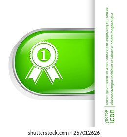first place ribbon rosette icon. victory icon