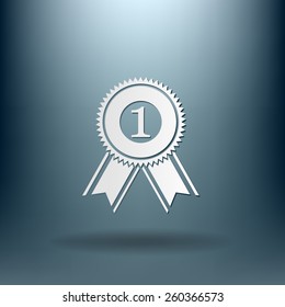 first place ribbon rosette icon. victory icon