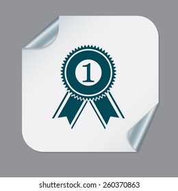 first place ribbon rosette icon. victory icon