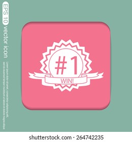 first place ribbon rosette icon. victory icon