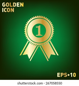 first place ribbon rosette icon. victory icon