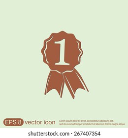 first place ribbon rosette icon. victory icon