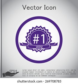 first place ribbon rosette icon. victory icon
