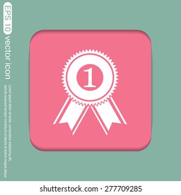first place ribbon rosette icon. victory icon