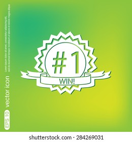 first place ribbon rosette icon. victory icon