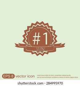 first place ribbon rosette icon. victory icon