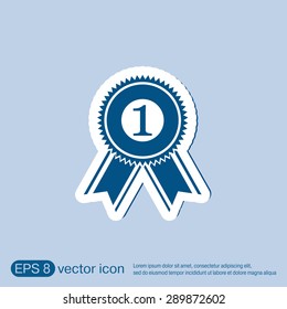 first place ribbon rosette icon. victory icon