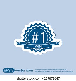 first place ribbon rosette icon. victory icon