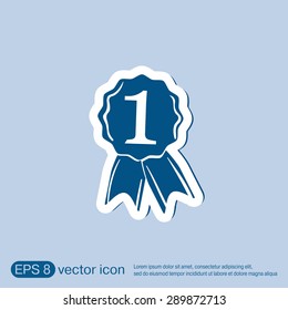 first place ribbon rosette icon. victory icon