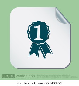 first place ribbon rosette icon. victory icon