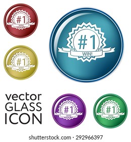 first place ribbon rosette icon. victory icon