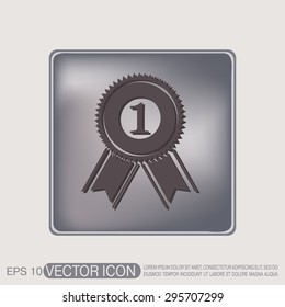 first place ribbon rosette icon. victory icon