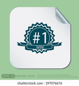 first place ribbon rosette icon. victory icon