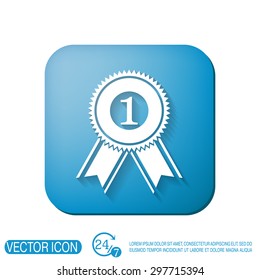 first place ribbon rosette icon. victory icon
