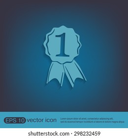 first place ribbon rosette icon. victory icon