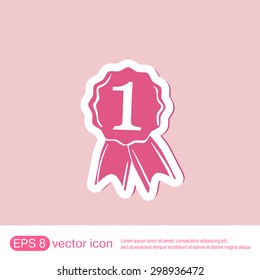 first place ribbon rosette icon. victory icon
