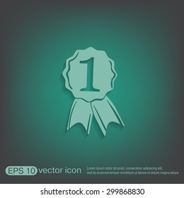 first place ribbon rosette icon. victory icon