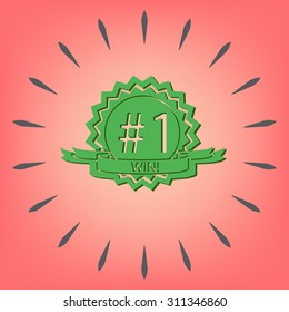 first place ribbon rosette icon. victory icon