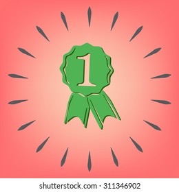 first place ribbon rosette icon. victory icon