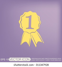first place ribbon rosette icon. victory icon