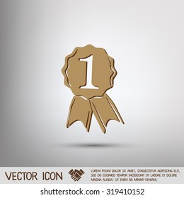 first place ribbon rosette icon. victory icon