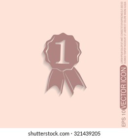 first place ribbon rosette icon. victory icon