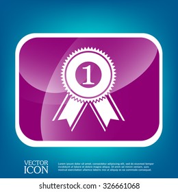 first place ribbon rosette icon. victory icon