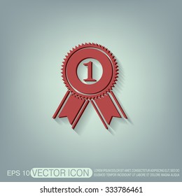 first place ribbon rosette icon. victory icon