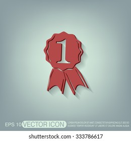 first place ribbon rosette icon. victory icon