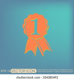 first place ribbon rosette icon. victory icon