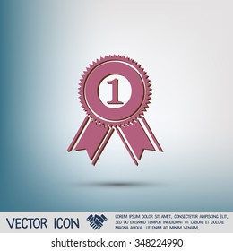first place ribbon rosette icon. victory icon